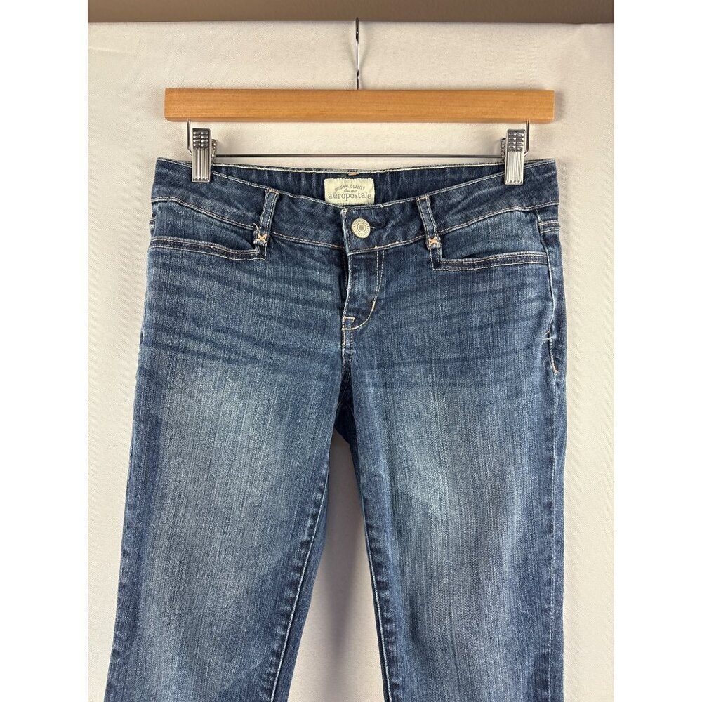 Aeropostale Womens Skinny Fit Jeans Size 4 Blue Denim Stretch Casual Pants